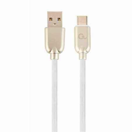 CABLU alimentare si date GEMBIRD- pt. smartphone- USB 2.0T) la USB 2.0 Type-CT)- 2m- premium- cablu din cauciuc- alb- conectori