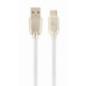CABLU alimentare si date GEMBIRD- pt. smartphone- USB 2.0T) la USB 2.0 Type-CT)- 2m- premium- cablu din cauciuc- alb- conectori