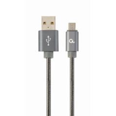 CABLU alimentare si date GEMBIRD- pt. smartphone- USB 2.0T) la Micro-USB 2.0T)- 2m- premium- cablu cu impletire din bumbac- gri-