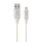 CABLU alimentare si date GEMBIRD- pt. smartphone- USB 2.0T) la Micro-USB 2.0T)- 1m- premium- cablu cu impletire din bumbac- alb