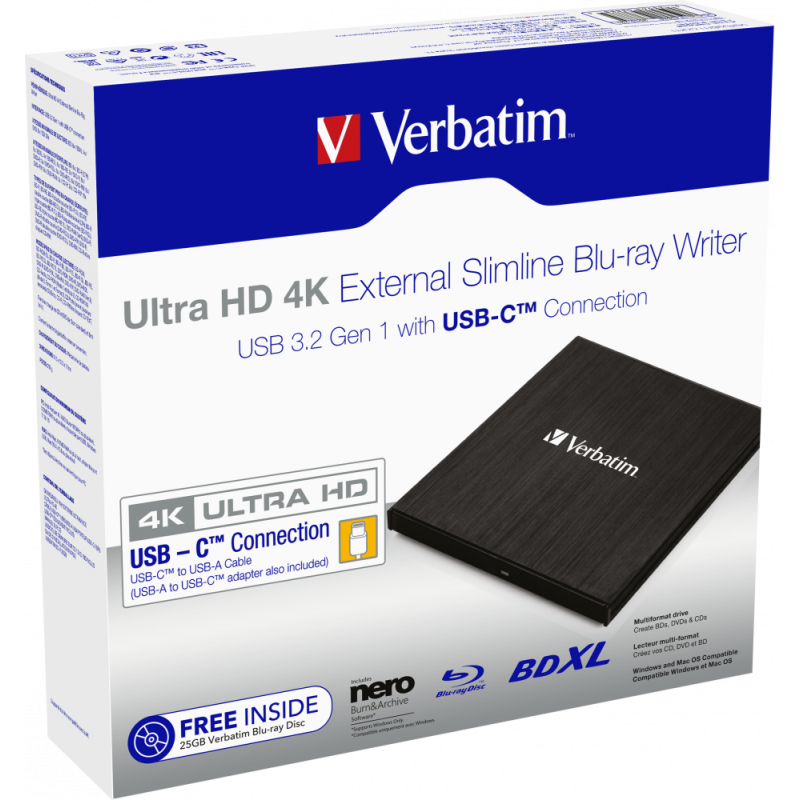 EXTERNAL SLIMLINE BLU-RAY WRITER ULTRA HD 4K USB 3.1 GEN 1 USB-C 43888 TV 0.8lei)