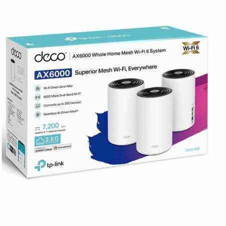 MESH TP-LINK- wireless- router AX6000- pt interior- 6000 Mbps- port 1 x 2.5 Gbps LAN/ WAN- 2 x Gigabit LAN/WAN- 2.4 GHz - 5 GHz-