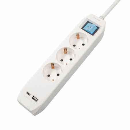 PRELUNGITOR SPACER- Schuko x 3- conectare prin SchukoT)-Type-C x1- USB x 1- cablu 3m- 16 A- max. 3500W- protectie supratensiune