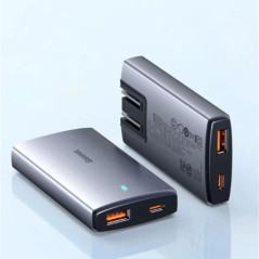 INCARCATOR RETEA Baseus GaN5 Pro Ultra-Slim- Quick Charge 65W- 1 x USB Type-C Output 5V/3A- 1 x USB- include cablu USB Type-C la