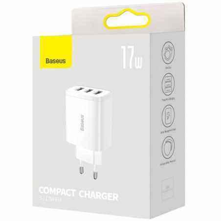 INCARCATOR retea Baseus Compact-17W- 3 x USB 5V/2.1A- alb CCXJ020102timbru verde 0.18 lei) - 6932172606978