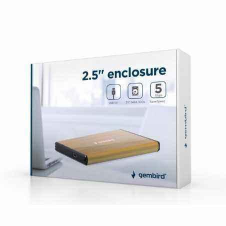 RACK extern GEMBIRD- pt HDD- 2.5 inch- S-ATA- interfata PC USB 3.0- aluminiu- auriu- EE2-U3S-3-GL timbru verde 0.8 lei)