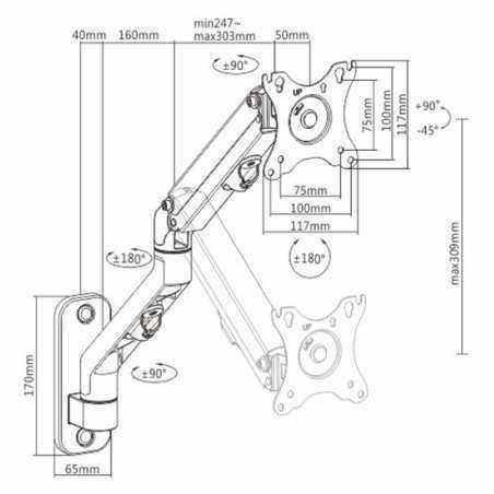 SUPORT de perete GEMBIRD- pt 1 TV/monitor plat- diag. max 37 - 80- inclinatie 3 ~ -12- max 70 kg- WM-80T-01
