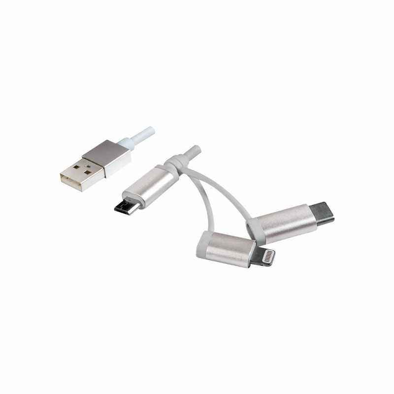 CABLU alimentare si date LOGILINK- telefon- 3 + 1- USB 2.0T) la LightningT) + Micro-USB 2.0T) + USB 2.0 Type-CT)- 1m- argintiu-