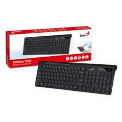 TASTATURA GENIUS wireless- multimedia- 104 taste + 12 taste multimedia- design ergonomic- USB- negru- SlimStar 7230 31310021400