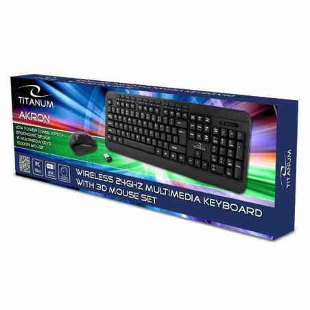 Kit Keyboard si mouse wireless Akron Esperanza, 2.4 GHz, 1600 DPI, 2 butoane