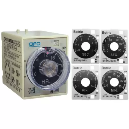 Releu temporizator, 220V, 0-5sec, 0-50sec., 0-5min., 0-30min. ST3P A-C