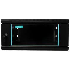 CABINET 19 SPACER 4U 600x600mm- fixare pe perete- Flatpackdezasamblat)- Black- usa sticla cu blocare- panouri detasabile- o