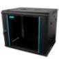 CABINET 19 SPACER 9U 600x450mm- fixare pe perete- Flatpackdezasamblat)- Black- usa sticla cu blocare- panouri detasabile- ot