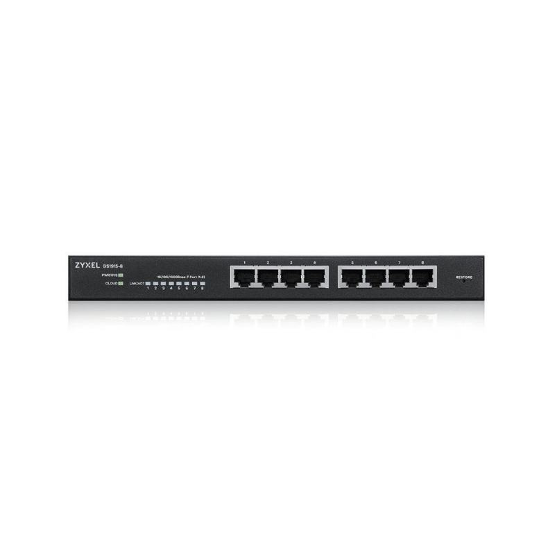 ZYXEL - GS1915-8-EU0101F - GS1915-8 - Switch - Smart Managed Standalone/ Nebula Cloud - Layer 2 - Porturi 8 Gigabit - Fanless-