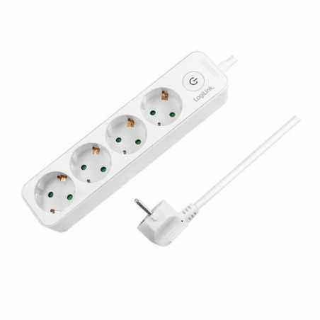 PRELUNGITOR LOGILINK- Schuko x 4- cablu 3G 1.5mm2- 230 V/16 A- 50 Hz- max. 3600 W- buton intrerupator iluminat- IP20- 1.5m- alb