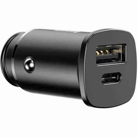 INCARCATOR auto Baseus Square metal- 1 x USB Output 5V/3A si 1 x USB Type-C Output 5V/3A- total output 30W- pt. bricheta auto- n