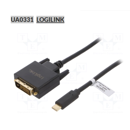 Cablu LogiLonk USB-C 3.2 la DVI 1.8m negru