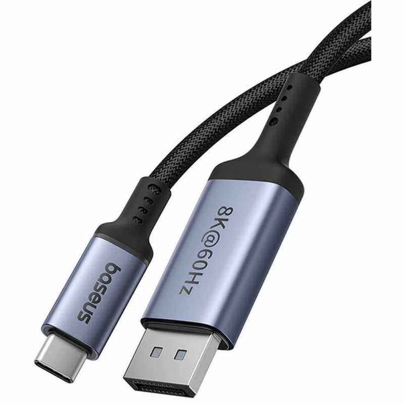 CABLU video Baseus- USB Type-CT) la DisplayPortT)- 1.5m- rezolutie maxima 8K UHD la 60 Hz- negru B0063370D111-00timbru verde 0.1