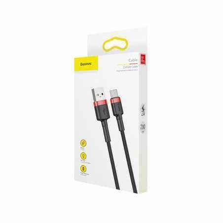 CABLU alimentare si date Baseus Cafule- Fast Charging Data Cable pt. smartphone- USB la USB Type-C- 100W- braided- 2m- rosu + ne