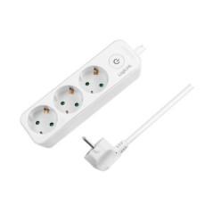 PRELUNGITOR LOGILINK- Schuko x 3- cablu 3G 1.5mm2- 230 V/16 A- 50 Hz- max. 3600 W- buton intrerupator iluminat- IP20- 1.5m- alb