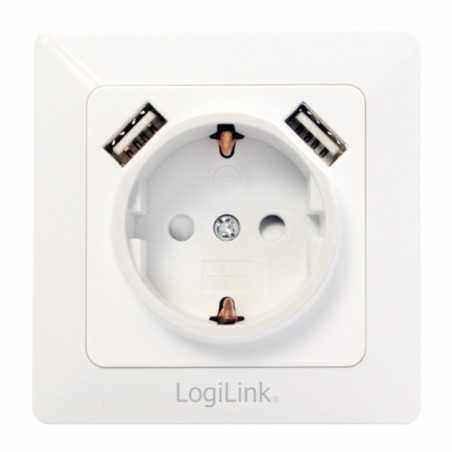 PRIZA LOGILINK- pentru perete- Schuko x 1- USB x2 5V/2.1A - 230V AC- 50 Hz- alb PA0162 TV 0.18lei)