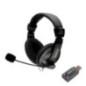 CASTI Spacer- cu fir- standard- utilizare multimedia- microfon pe brat- conectare prin adaptor USB 2.0 sau Jack 3.5 mm x 2- negr