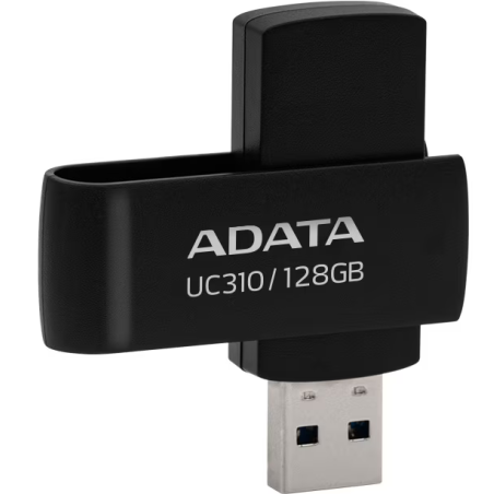 MEMORIE USB 3.2 ADATA 128 GB- protectie slide laterala- carcasa plastic- negru- UC310-128G-RBKtimbru verde 0.03 lei)