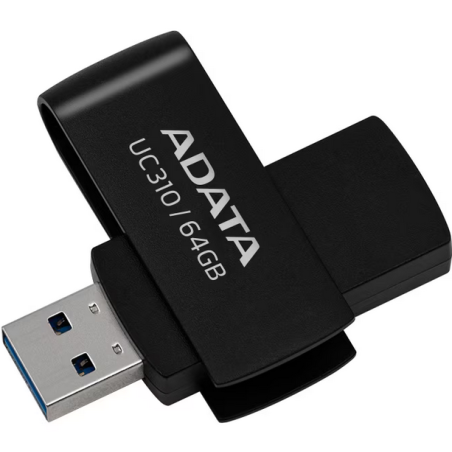MEMORIE USB 3.2 ADATA 64 GB- protectie slide laterala- carcasa plastic- negru- UC310-64G-RBKtimbru verde 0.03 lei)