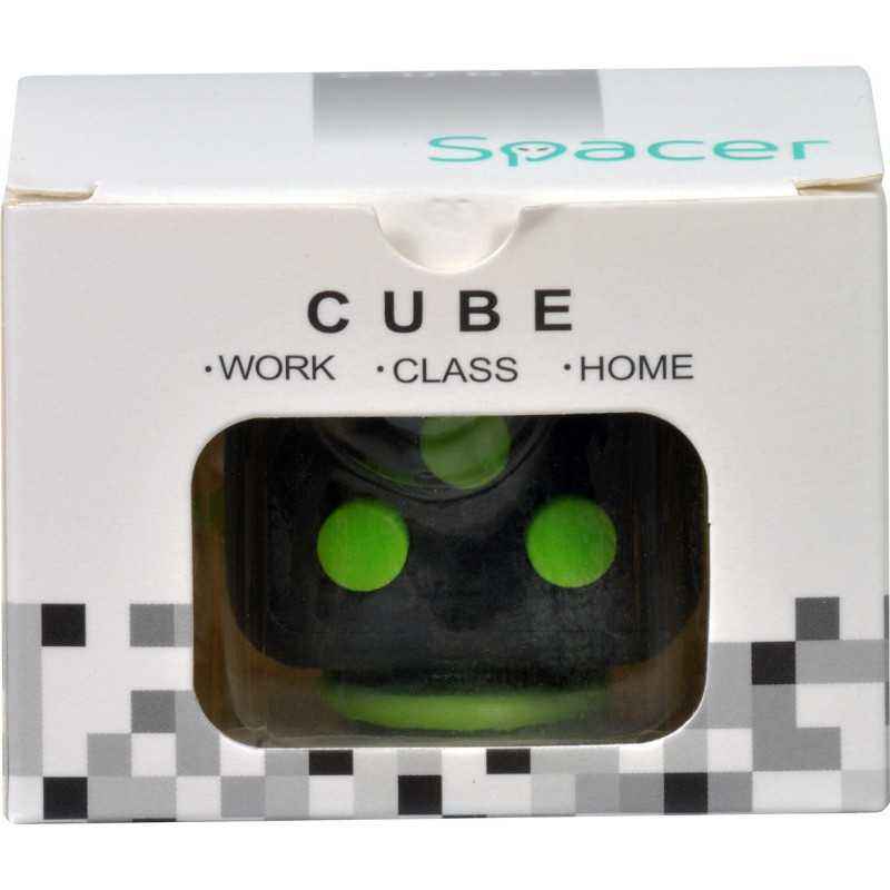 CUB ANTISTRES SPACER- FIDGET- black cu butoane green- SP-CUBE-FGET