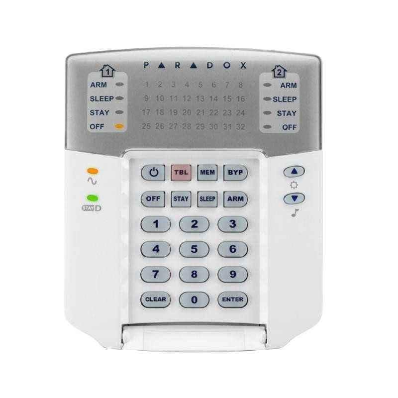 TASTATURA alarma Paradox- cu fir- 32 zone- compatibil: SP- MG Stay D- LED-uri indicatoare separate de stare pentru 2 partitii- K