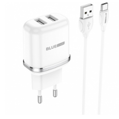 Incarcator Retea cu cablu USB Tip-C Blue Power BCBA25A Outstanding- 2 X USB- 2.4 A- Alb 303645timbru verde 0.18 lei)