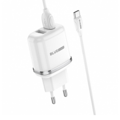 Incarcator Retea cu cablu USB Tip-C Blue Power BCBA25A Outstanding- 2 X USB- 2.4 A- Alb 303645timbru verde 0.18 lei)