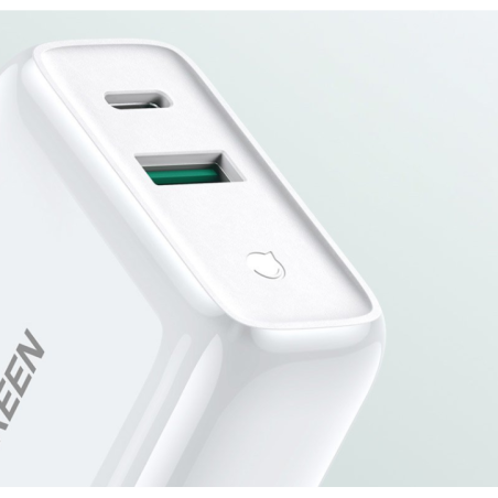 INCARCATOR retea Ugreen- CD170 Quick Charge 36W- USB x 1- USB Type-C x 1- 5V/3.4A max- alb 60468timbru verde 0.18 lei) - 695730