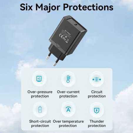 ALIMENTATOR SmartPhone la 220V Vention 1-port USB-C Wall Charger(20W) EU-Plug Black- FADB0-EUtimbru verde 0.18 lei)