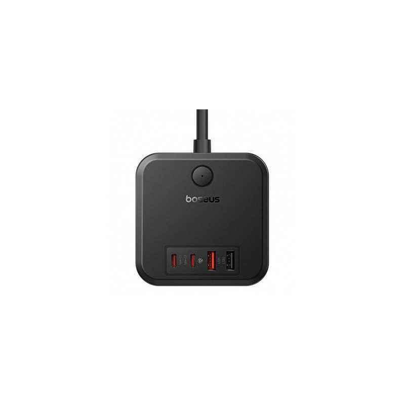 INCARCATOR RETEA Baseus GaN Powerstrip- Quick Charge 30W- 3 x AC- 2 x USB Type-C Output 5V/3A- 2 x USB- lungime cablu 1.5m- negr