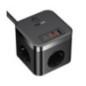 INCARCATOR RETEA Baseus GaN Powerstrip- Quick Charge 30W- 3 x AC- 2 x USB Type-C Output 5V/3A- 2 x USB- lungime cablu 1.5m- negr