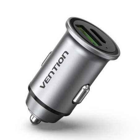 ALIMENTATOR SmartPhone Auto Vention Two-Port USB AC(18/20) Car Charger Gray Mini Style Aluminium Alloy Type- FFBH0timbru verde 0