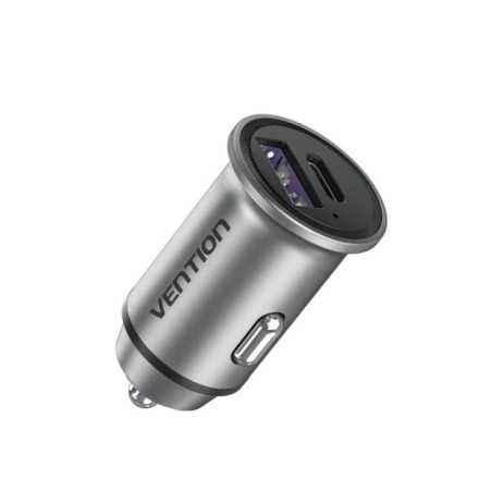 ALIMENTATOR SmartPhone Auto Vention Two-Port USB AA(3030) Car Charger Gray Mini Style Aluminium Alloy Type- FFFH0timbru verde 0.