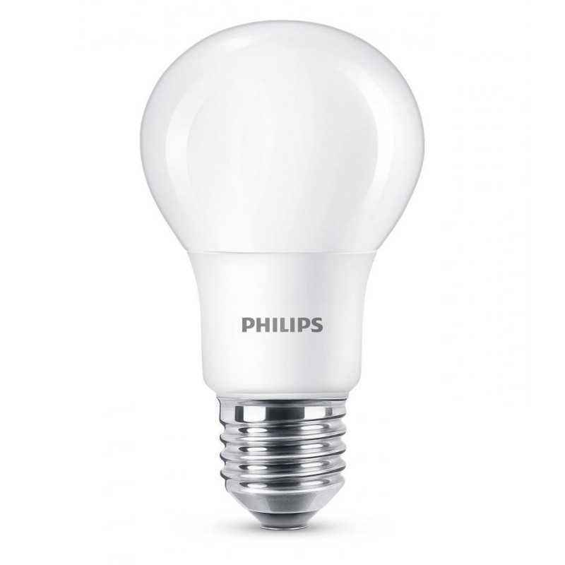 BEC LED Philips- soclu E27- putere 7.5W- forma clasic- lumina alb rece- alimentare 220 - 240 V- 000008718696577332timbru verde 0