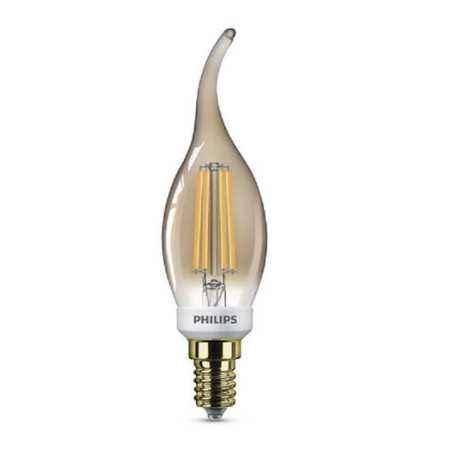 BEC LED Philips- soclu E14- putere 5W- forma flacara- lumina alb calda- alimentare 220 - 240 V- 000008718696750780timbru verde 0