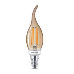 BEC LED Philips- soclu E14- putere 5W- forma flacara- lumina alb calda- alimentare 220 - 240 V- 000008718696814130timbru verde 0