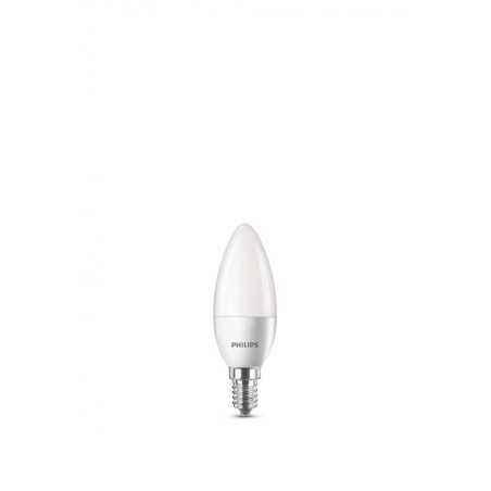 BEC LED Philips- soclu E14- putere 6W- forma lumanare- lumina alb calda- alimentare 220 - 240 V- 000008718699632434timbru verde