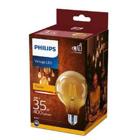 BEC LED Philips- soclu E27- putere 4W- forma sferic- lumina alb calda- alimentare 220 - 240 V- 000008718699673604timbru verde 0.