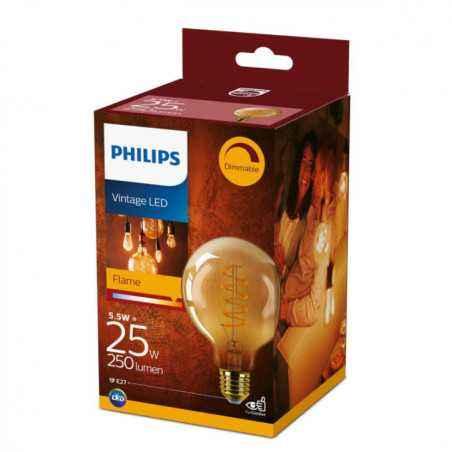 BEC LED Philips- soclu E27- putere 5.5W- forma sferic- lumina alb calda- alimentare 220 - 240 V- 000008718699676070timbru verde