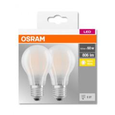 SET 2 becuri LED Osram- soclu E27- putere 6.5W- forma clasic- lumina alb calda- alimentare 220 - 240 V- 000004052899972100timbru