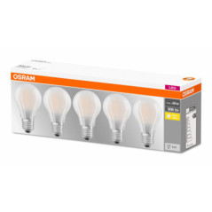 SET 5 becuri LED Osram- soclu E27- putere 7W- forma clasic- lumina alb calda- alimentare 220 - 240 V- 000004058075090620timbru v