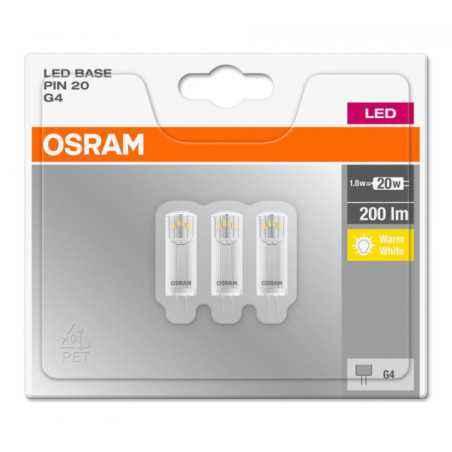 SET 3 becuri LED Osram- soclu G4- putere 1.8W- forma plat- lumina alb calda- alimentare 220 - 240 V- 000004058075093935timbru ve