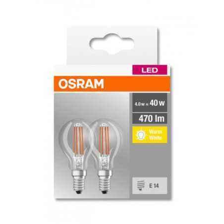 SET 2 becuri LED Osram- soclu E14- putere 4W- forma clasic- lumina alb calda- alimentare 220 - 240 V- 000004058075803954timbru v