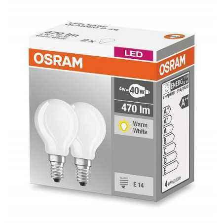 SET 2 becuri LED Osram- soclu E14- putere 4W- forma clasic- lumina alb calda- alimentare 220 - 240 V- 000004058075803978timbru v
