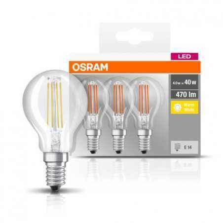 SET 3 becuri LED Osram- soclu E14- putere 4W- forma clasic- lumina alb calda- alimentare 220 - 240 V- 000004058075819337timbru v